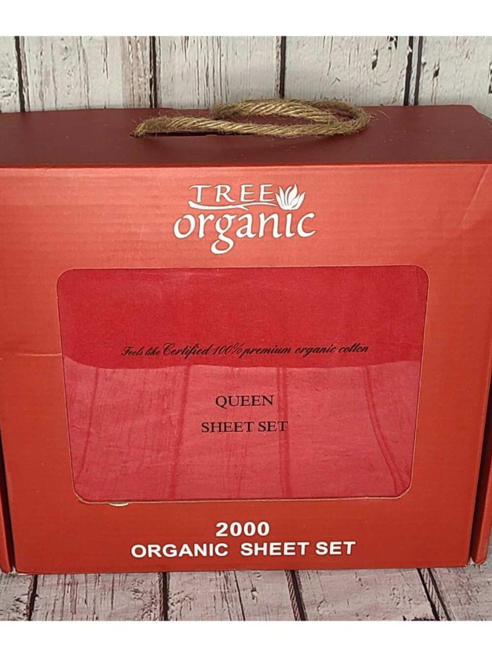 NIB Tree Organic Red Queen Bed Sheet Set 100% Organic Cotton Deep Fitted 2000